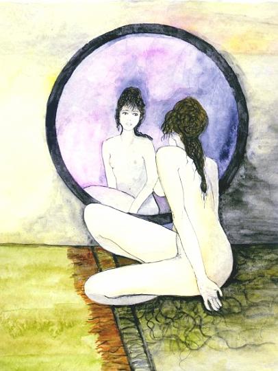 fille nue devant la glace 051199.JPG - miroir
